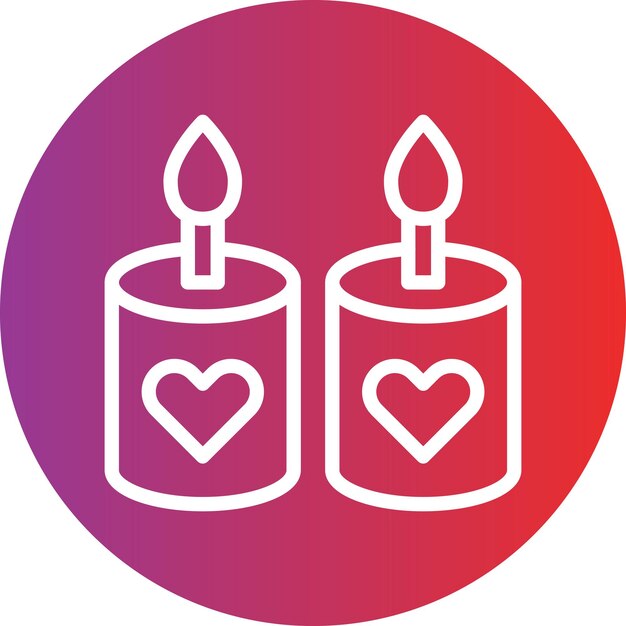 Diseño vectorial Estilo del icono de la vela de boda