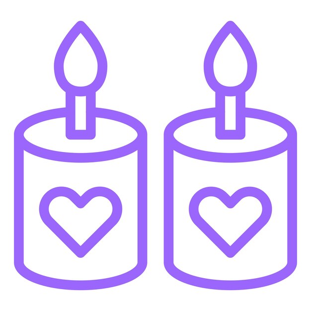 Diseño vectorial Estilo del icono de la vela de boda