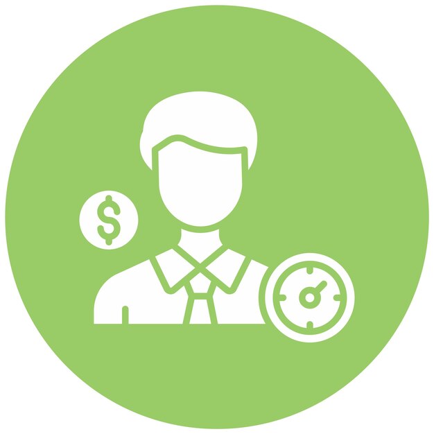 Diseño vectorial Estilo del icono del vendedor de rendimiento
