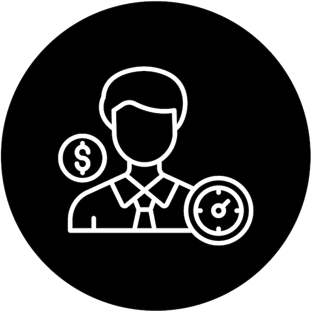 Diseño vectorial Estilo del icono del vendedor de rendimiento