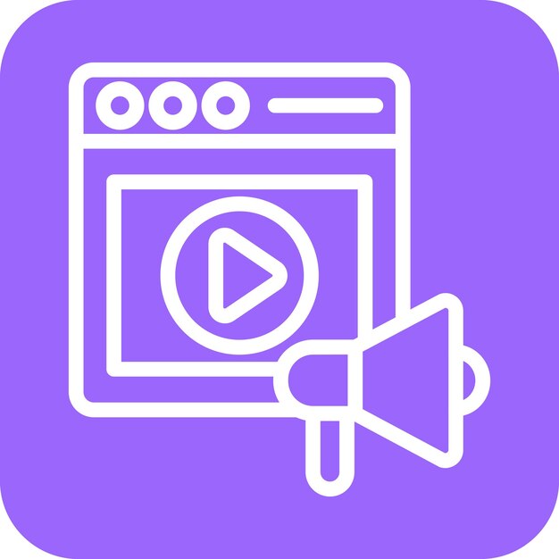 Diseño vectorial de estilo de icono de video marketing