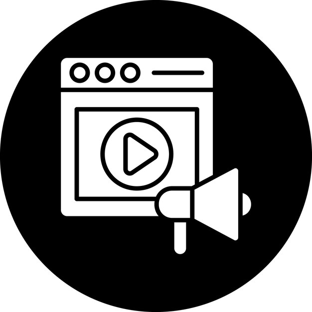 Diseño vectorial de estilo de icono de video marketing