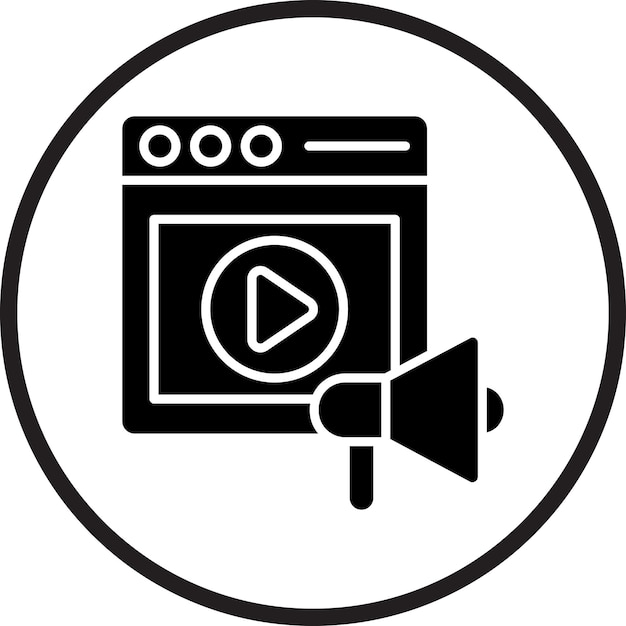Diseño vectorial de estilo de icono de video marketing