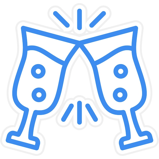 Diseño vectorial de estilo de icono de vidrio de champán