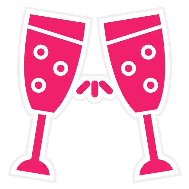 Diseño vectorial de estilo de icono de vidrio de champán