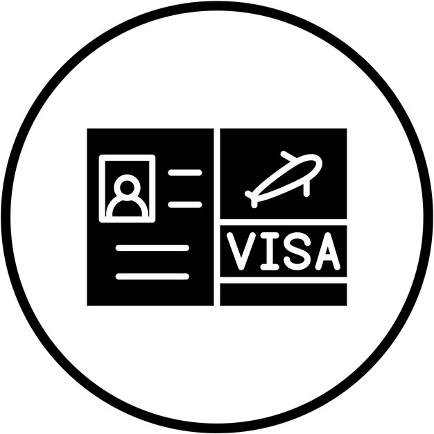Diseño vectorial de estilo de icono de Visa para viajes