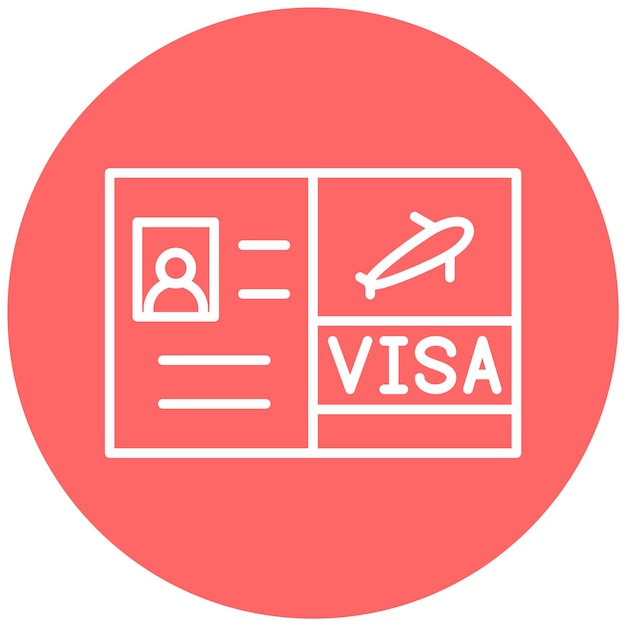 Diseño vectorial de estilo de icono de Visa para viajes