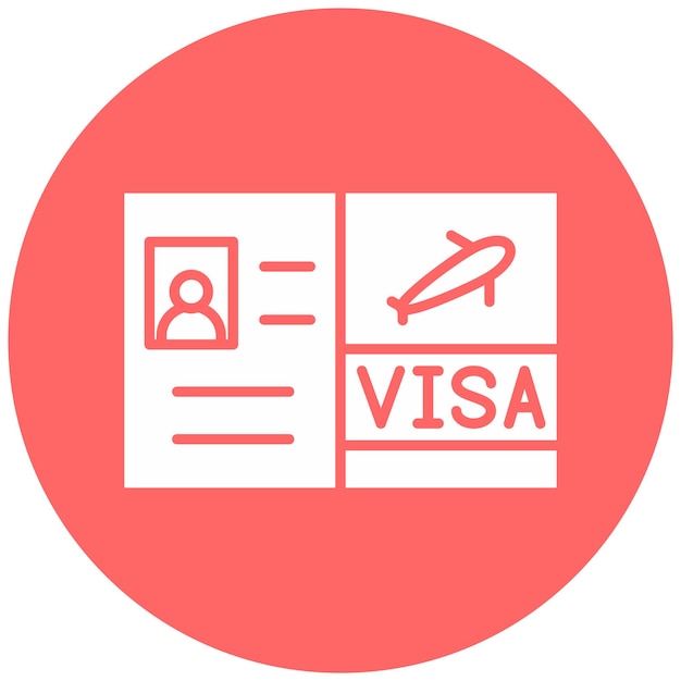 Diseño vectorial de estilo de icono de Visa para viajes