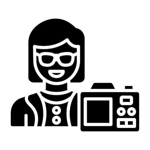 Diseño vectorial Estilo de icono de vlogger femenino