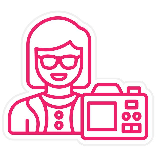 Diseño vectorial Estilo de icono de vlogger femenino