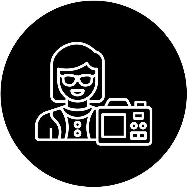 Diseño vectorial Estilo de icono de vlogger femenino