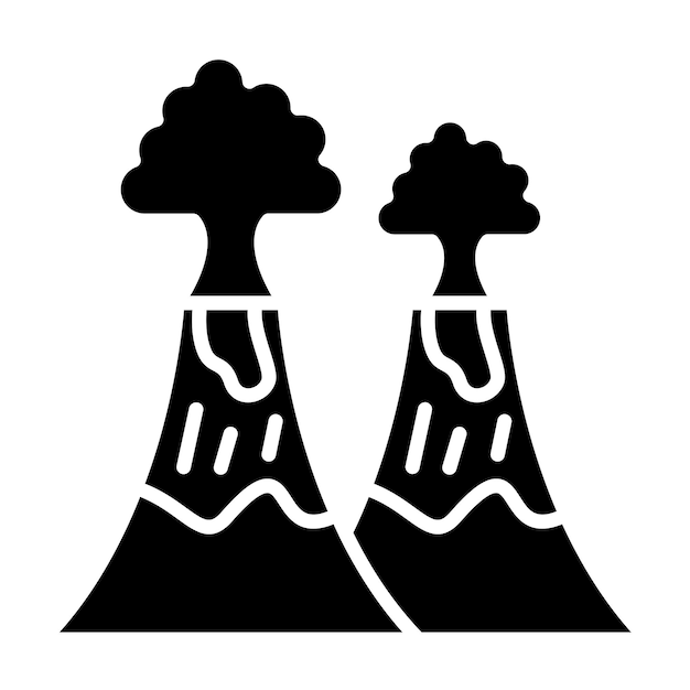 Diseño vectorial Estilo del icono del volcán