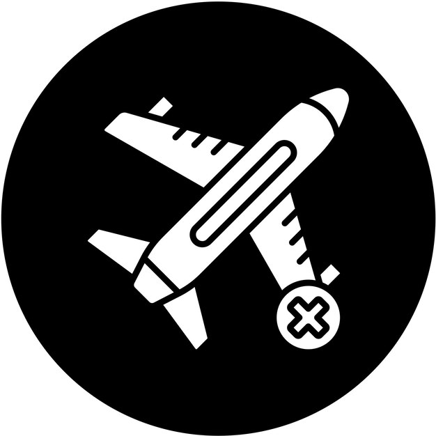 Diseño vectorial Estilo del icono de vuelo cancelado