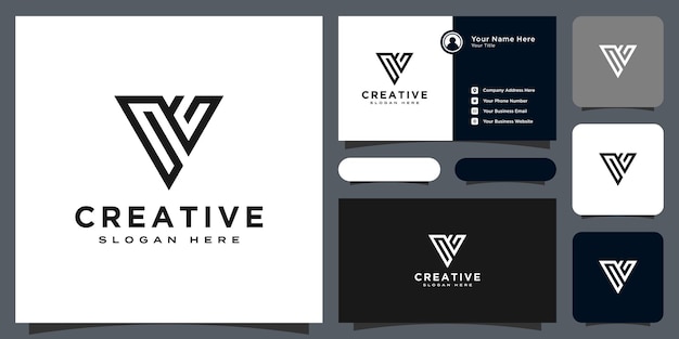 Diseño vectorial de estilo de línea de logotipo de letra inicial V