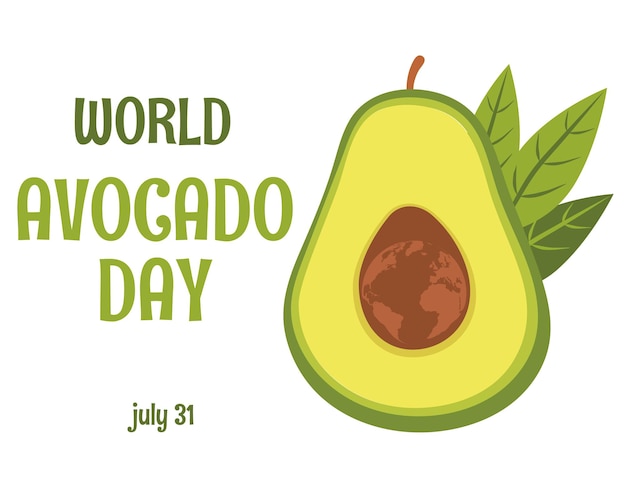 Diseño vectorial en estilo plano para el Día Mundial del Aguacate el 31 de julio