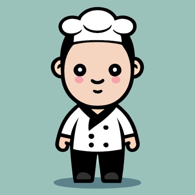 Diseño vectorial en estilo plano, una linda mascota para un chef que prepara platos