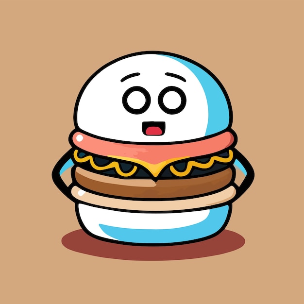 Diseño vectorial en estilo plano una linda mascota para una hamburguesa