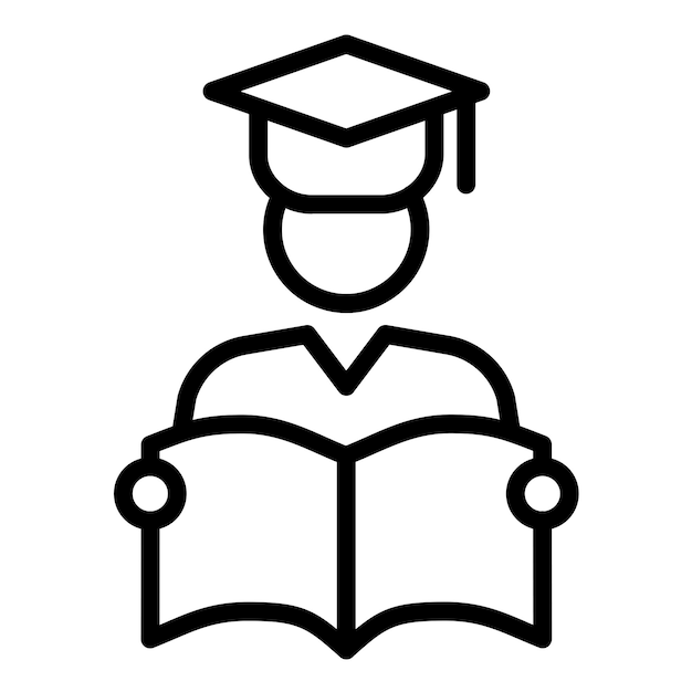 Diseño vectorial estudiante estilo del icono de la bata de graduación