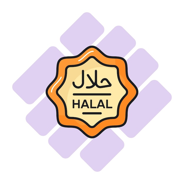 Diseño vectorial de etiquetas de alimentos halal en estilo moderno y de moda fácil de usar icono