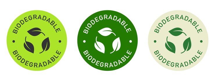 Vector diseño vectorial de etiquetas biodegradables para envases ícono de hojas color de pegatina de reciclaje