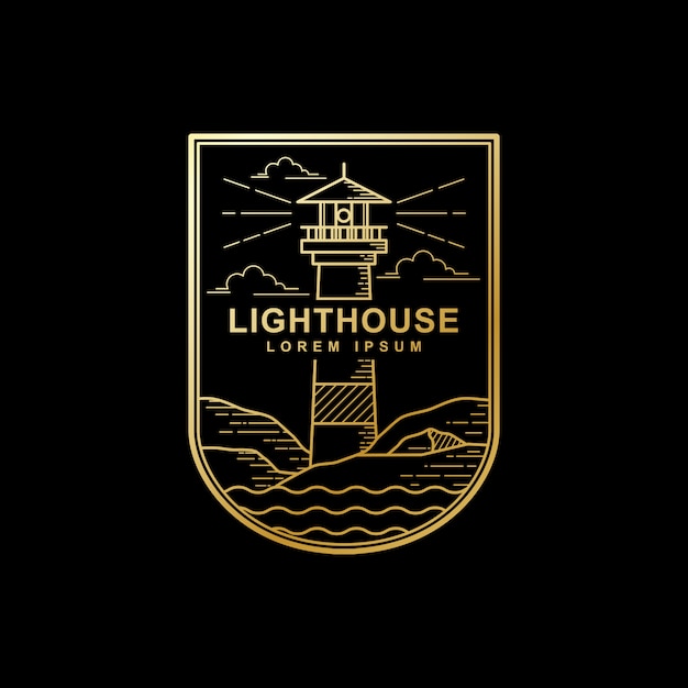 Diseño vectorial de faro color dorado.