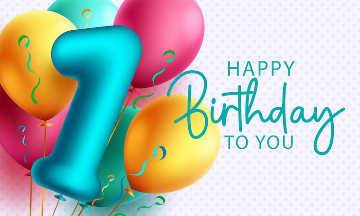 Vector diseño vectorial de feliz cumpleaños. tarjeta de invitación de 1er cumpleaños en espacio de patrón para texto con colorido