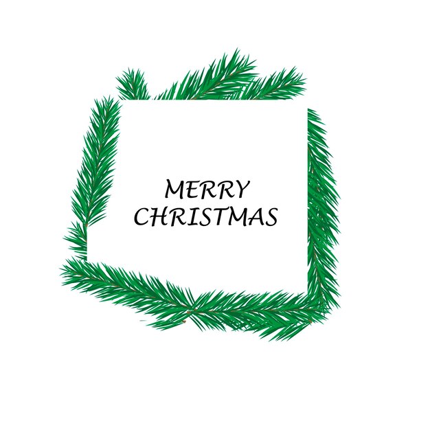 Diseño vectorial de feliz navidad con ramas verdes