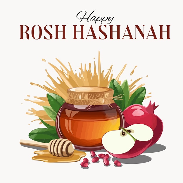Diseño vectorial de Feliz Rosh Hashanah