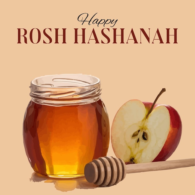 Diseño vectorial de Feliz Rosh Hashanah