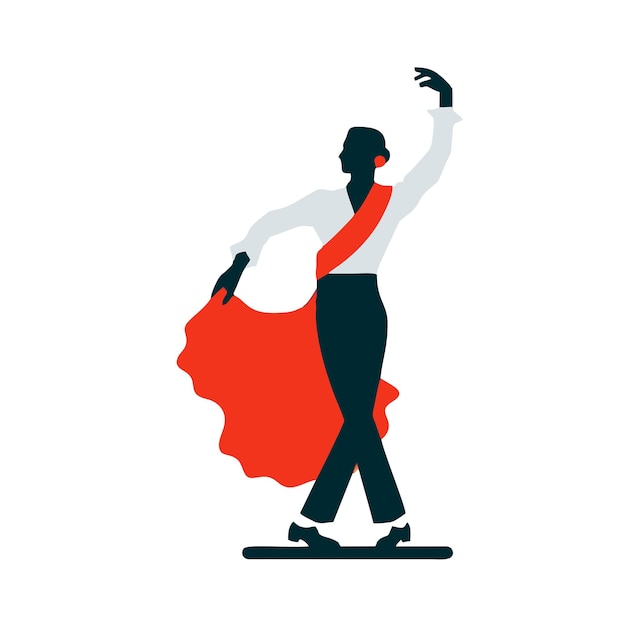 Vector diseño vectorial de una figura de bailarina española en una típica pose de flamenco