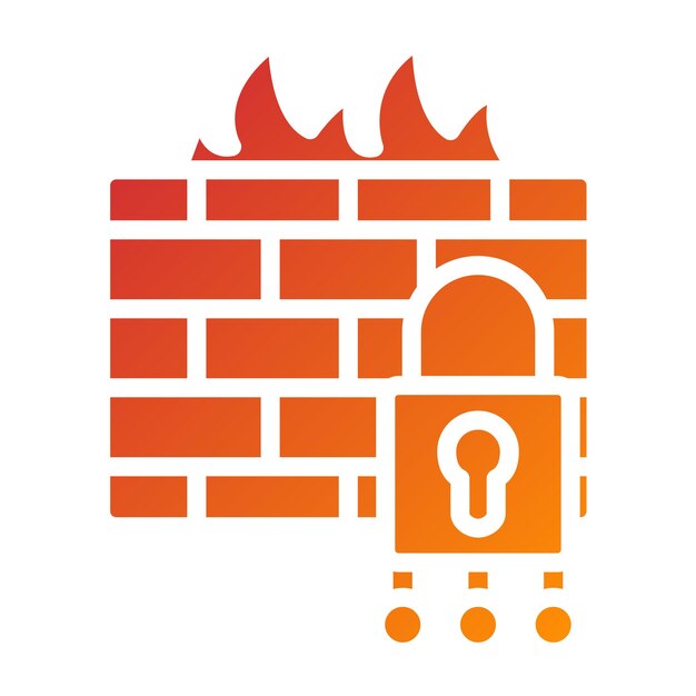 Diseño vectorial de firewall de defensa cibernética Estilo del icono