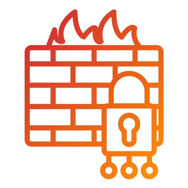 Diseño vectorial de firewall de defensa cibernética Estilo del icono