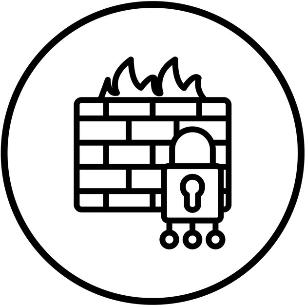 Vector diseño vectorial de firewall de defensa cibernética estilo del icono