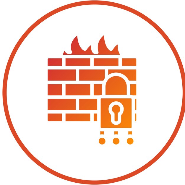 Diseño vectorial de firewall de defensa cibernética Estilo del icono