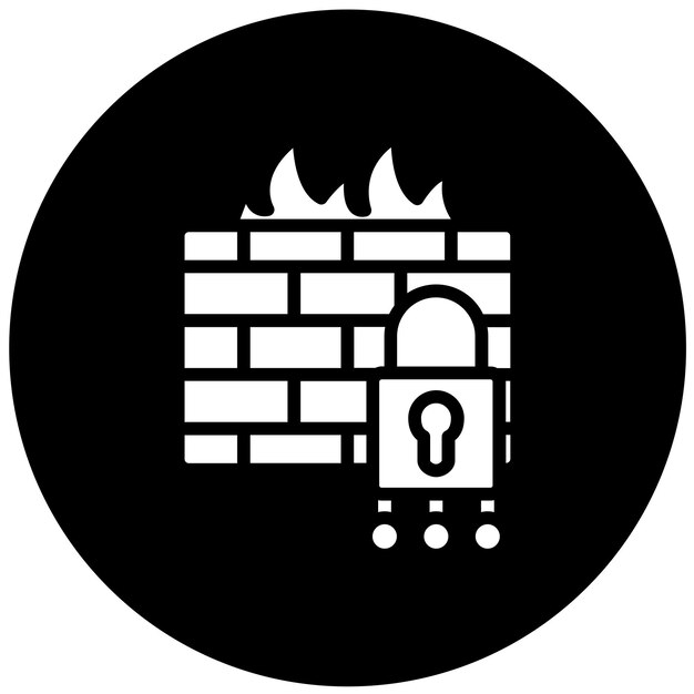 Diseño vectorial de firewall de defensa cibernética Estilo del icono