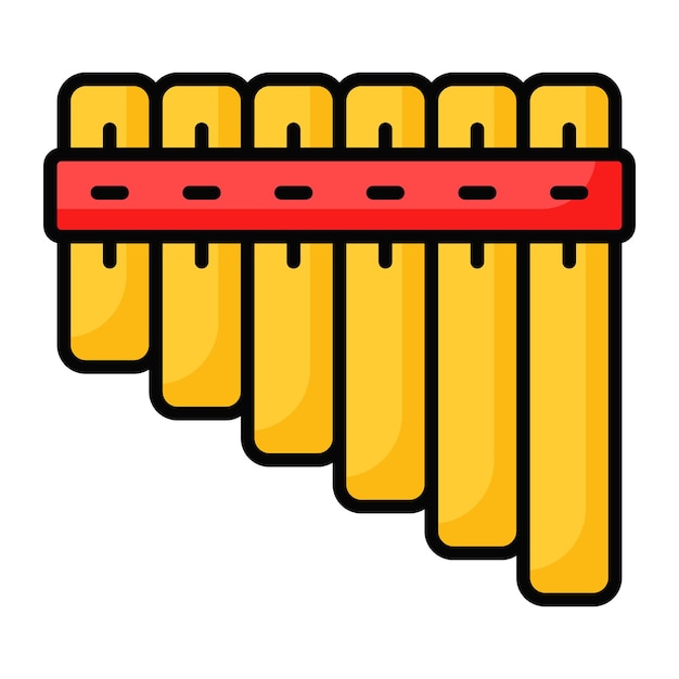 Diseño vectorial de flauta Pan en estilo de moda aislado en fondo blanco