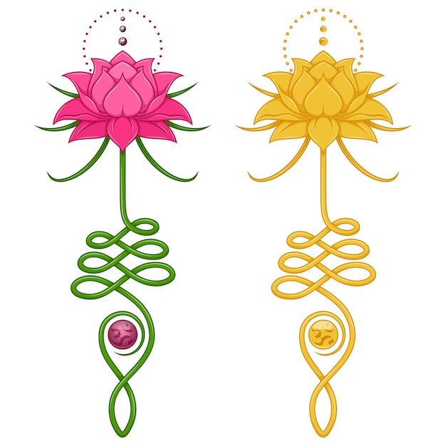 Diseño vectorial de flor de loto con unalome