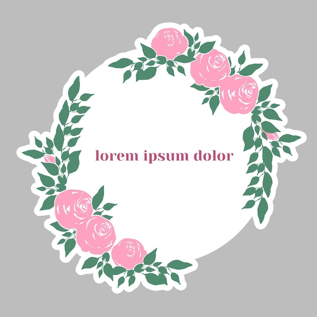 Diseño vectorial de flores de rosa Marco redondo Ilustración simple