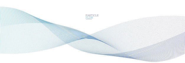 Diseño vectorial de flujo de partículas aéreas azules fondo abstracto con onda de puntos fluidos matriz digital ilustración futurista tema de nanotecnología