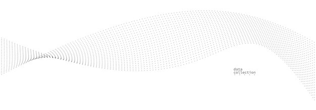 Diseño vectorial de flujo de partículas aéreas grises fondo abstracto con onda de puntos fluidos matriz digital ilustración futurista tema de nanotecnología