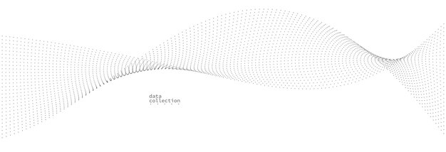 Diseño vectorial de flujo de partículas aéreas grises fondo abstracto con onda de puntos fluidos matriz digital ilustración futurista tema de nanotecnología