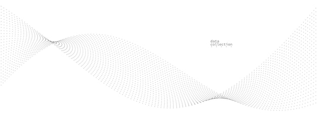 Diseño vectorial de flujo de partículas aéreas grises fondo abstracto con onda de puntos fluidos matriz digital ilustración futurista tema de nanotecnología