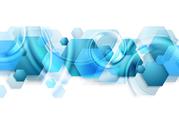 Diseño vectorial de fondo abstracto con hexágonos brillantes de color azul brillante