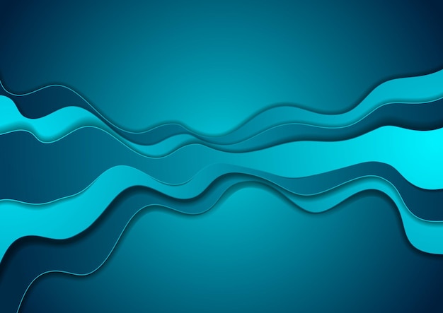 Diseño vectorial de fondo abstracto de ondas elegantes corporativas azules