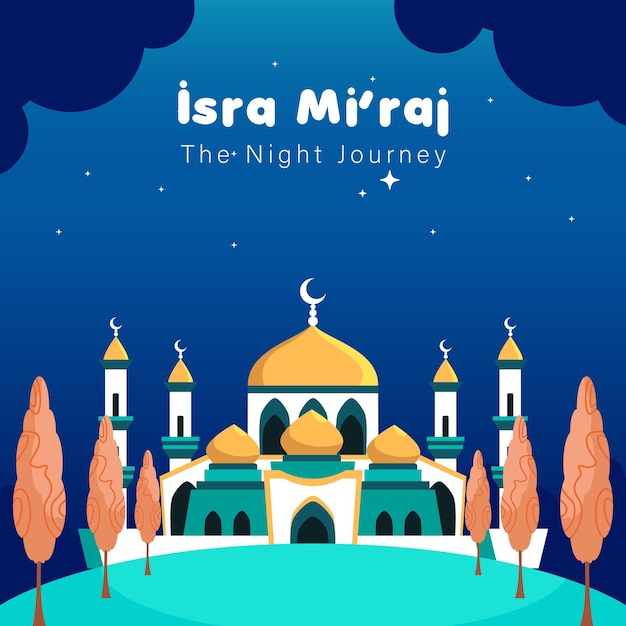 Diseño vectorial fondo degradado al isra miraj