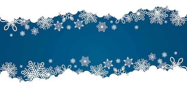 Diseño vectorial de fondo de invierno y navidad con copos de nieve