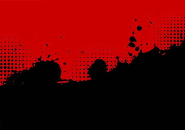 Diseño vectorial de fondo de medio tono grunge rojo y negro