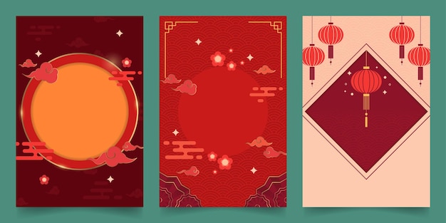 Diseño vectorial de fondo moderno para el año nuevo chino para el cartel de portada