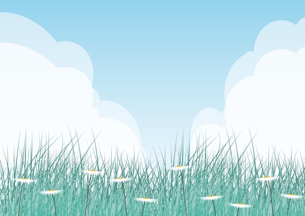 diseño vectorial de fondo de paisajes abstractos de praderas de primavera