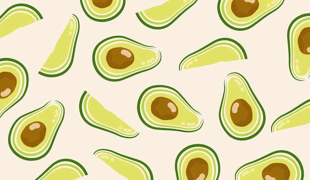 Diseño vectorial de fondo con un patrón de frutas de aguacate lindo